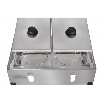 Condimentadora Pizzarola Inox 2 Cubas Acrílico Tampa Individual - Aisa